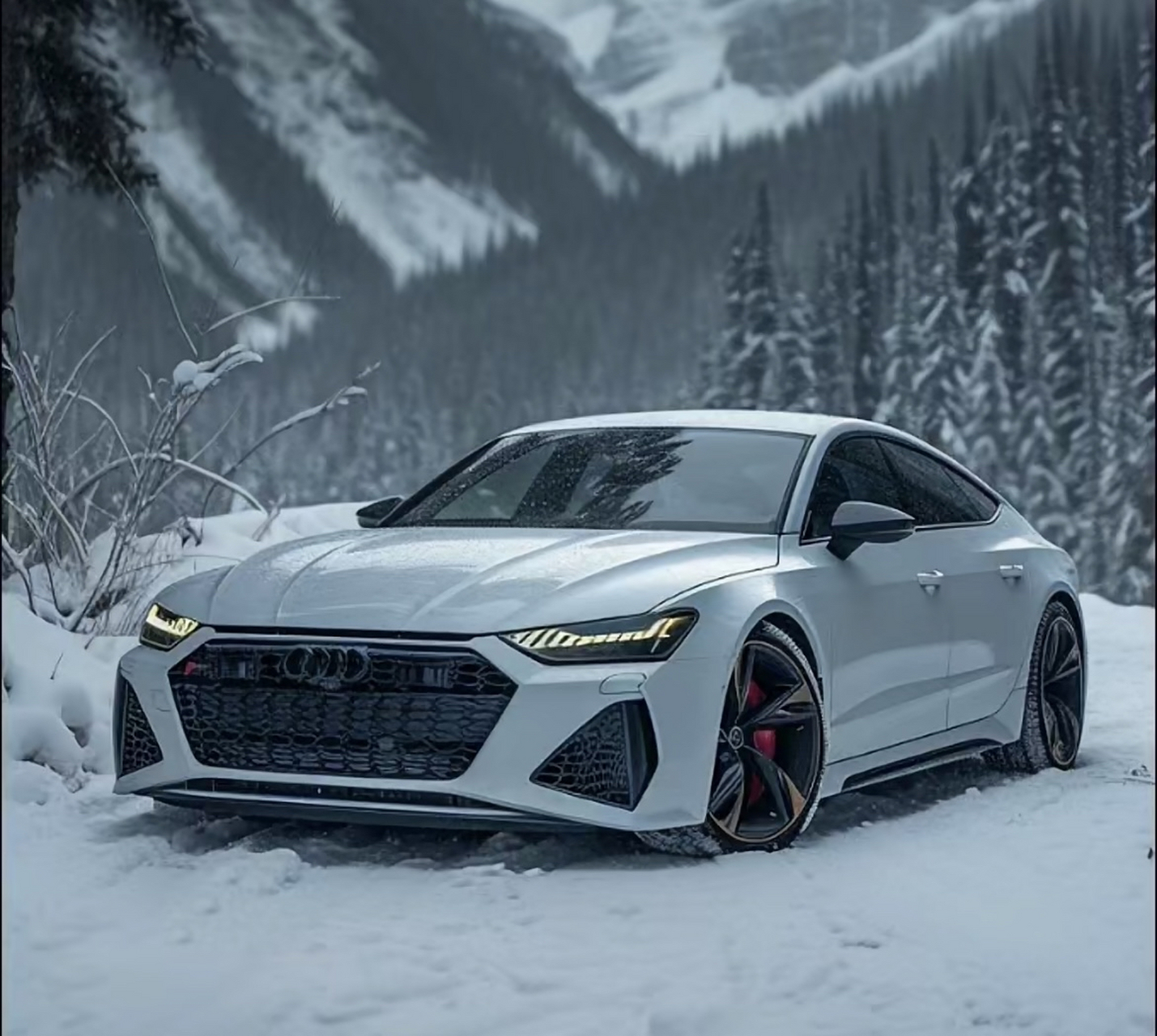 雪地里的奥迪rs7,一道靓丽的风景线[得意]95