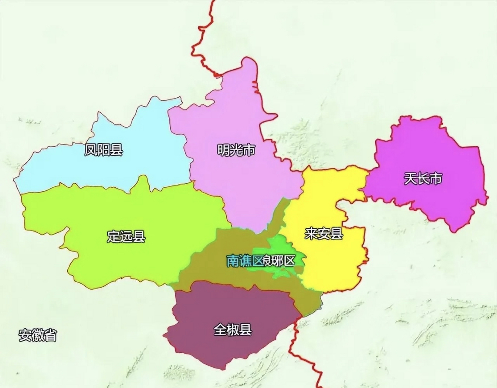 看看滁州市地图,天长确实让江苏难受,天长插入江苏腹地,阻碍了江苏的