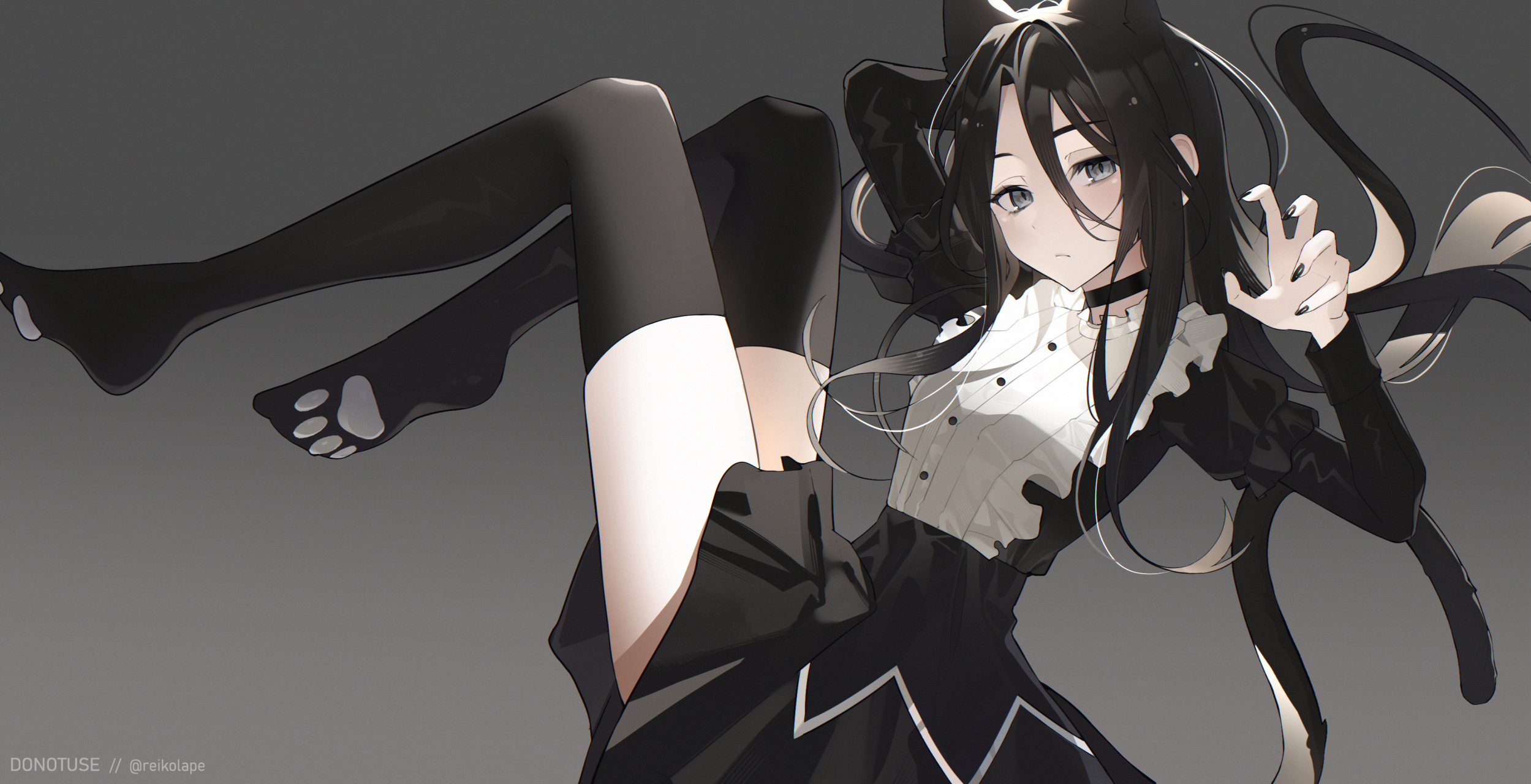 猫耳黑丝少女[舔屏][舔屏][舔屏] 画师:reiko lape#二次元# #二次元美