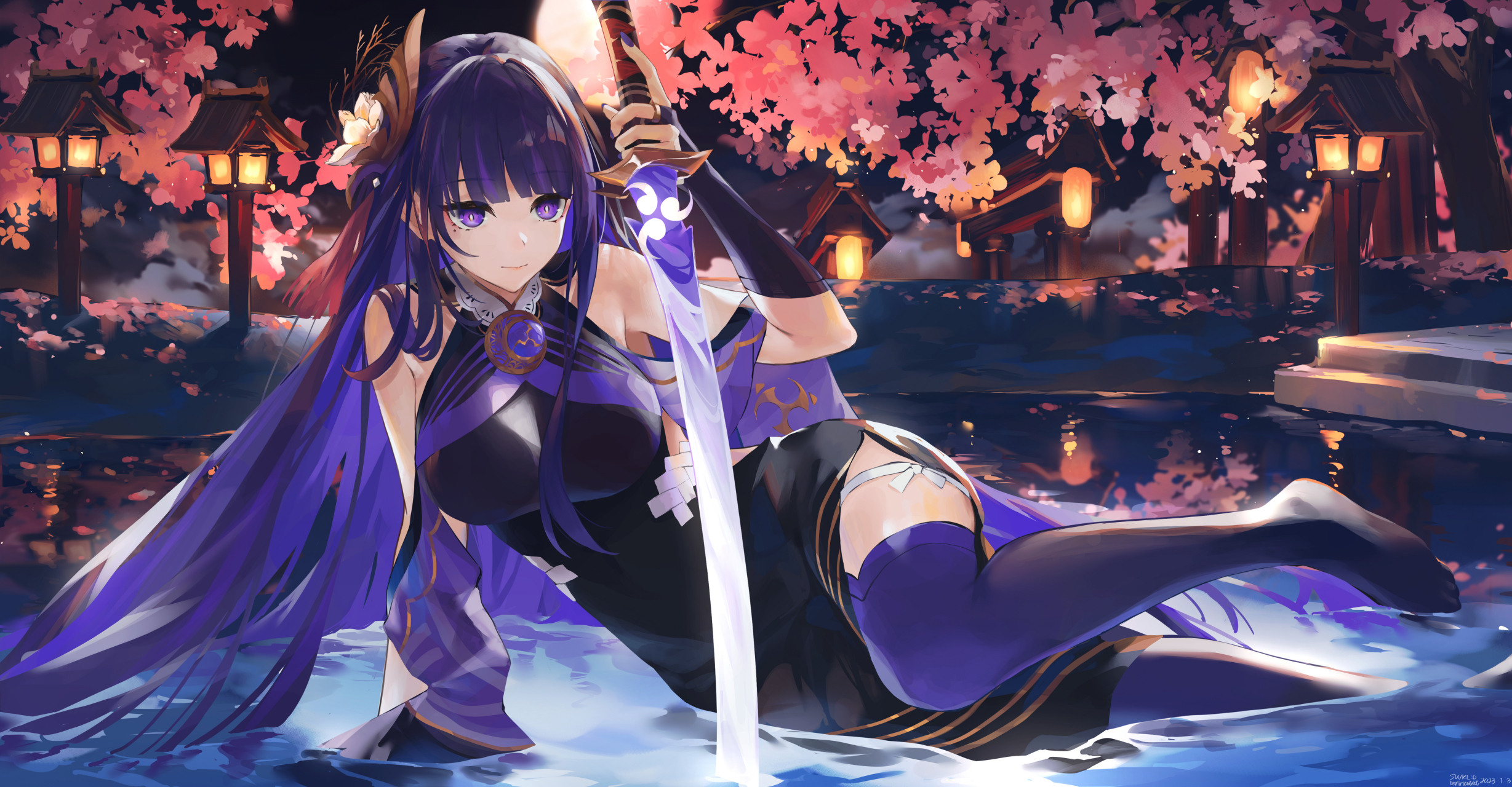 紫丝旗袍御姐·雷电将军[舔屏][舔屏][舔屏] 画师:swkl:d#原神# #二