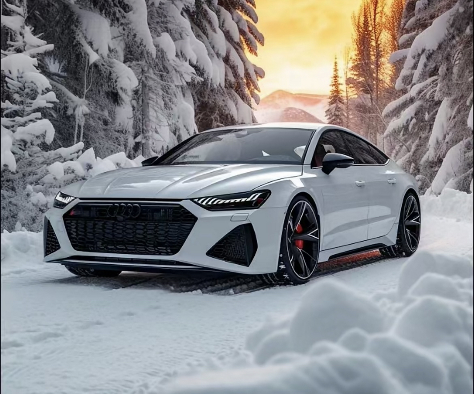 雪地里的奥迪rs7,一道靓丽的风景线[得意]95