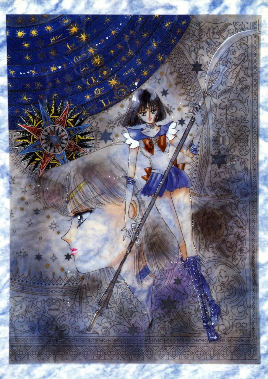 《美少女战士》原画欣赏,描绘了漫画中的水手服战士,画风复古,色彩