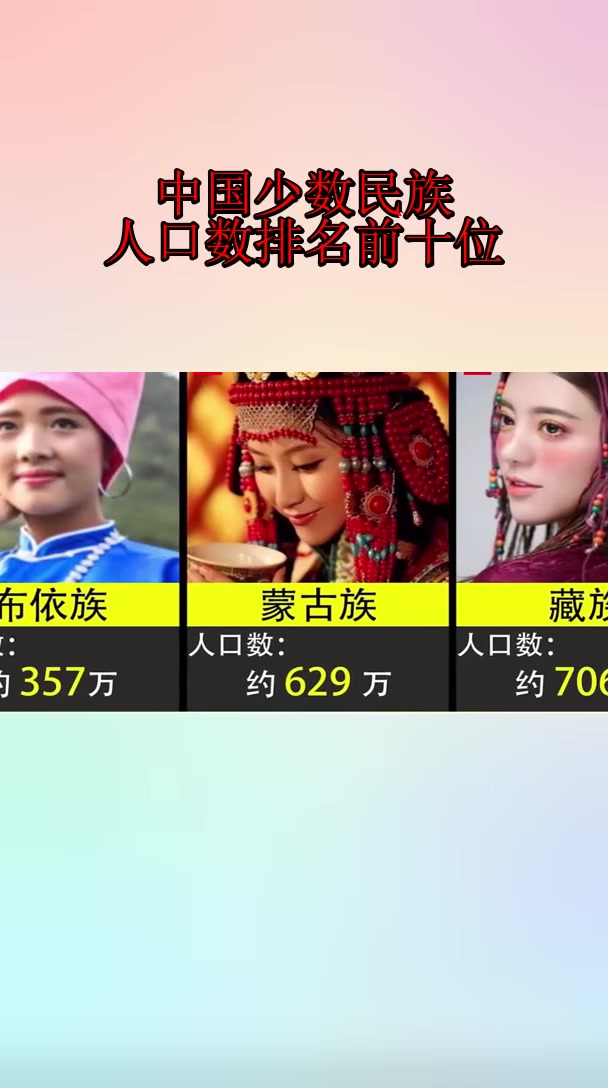 中国少数民族人口数排名前十位