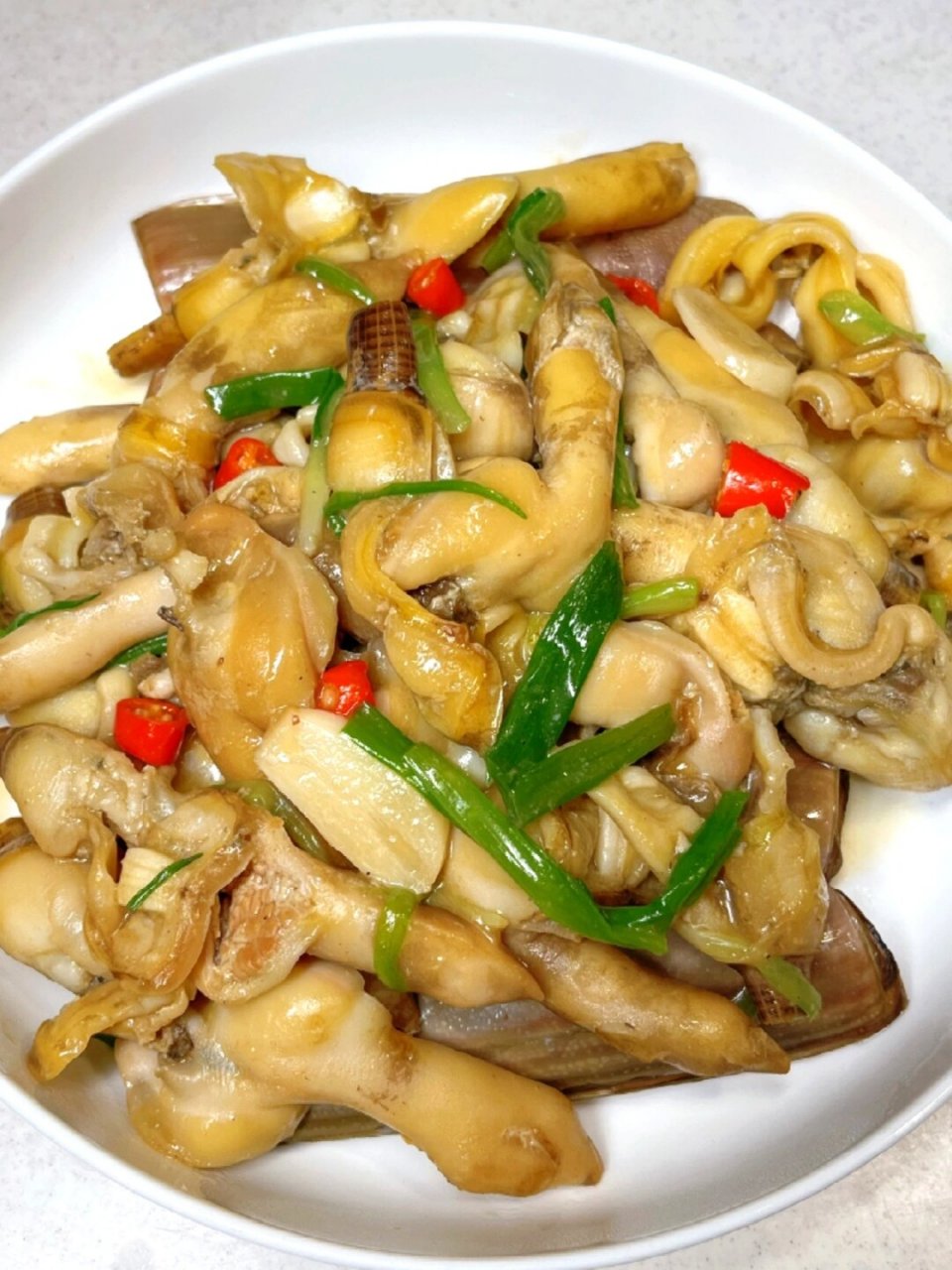 我妈做的这个姜葱炒蛏子,太好吃了!