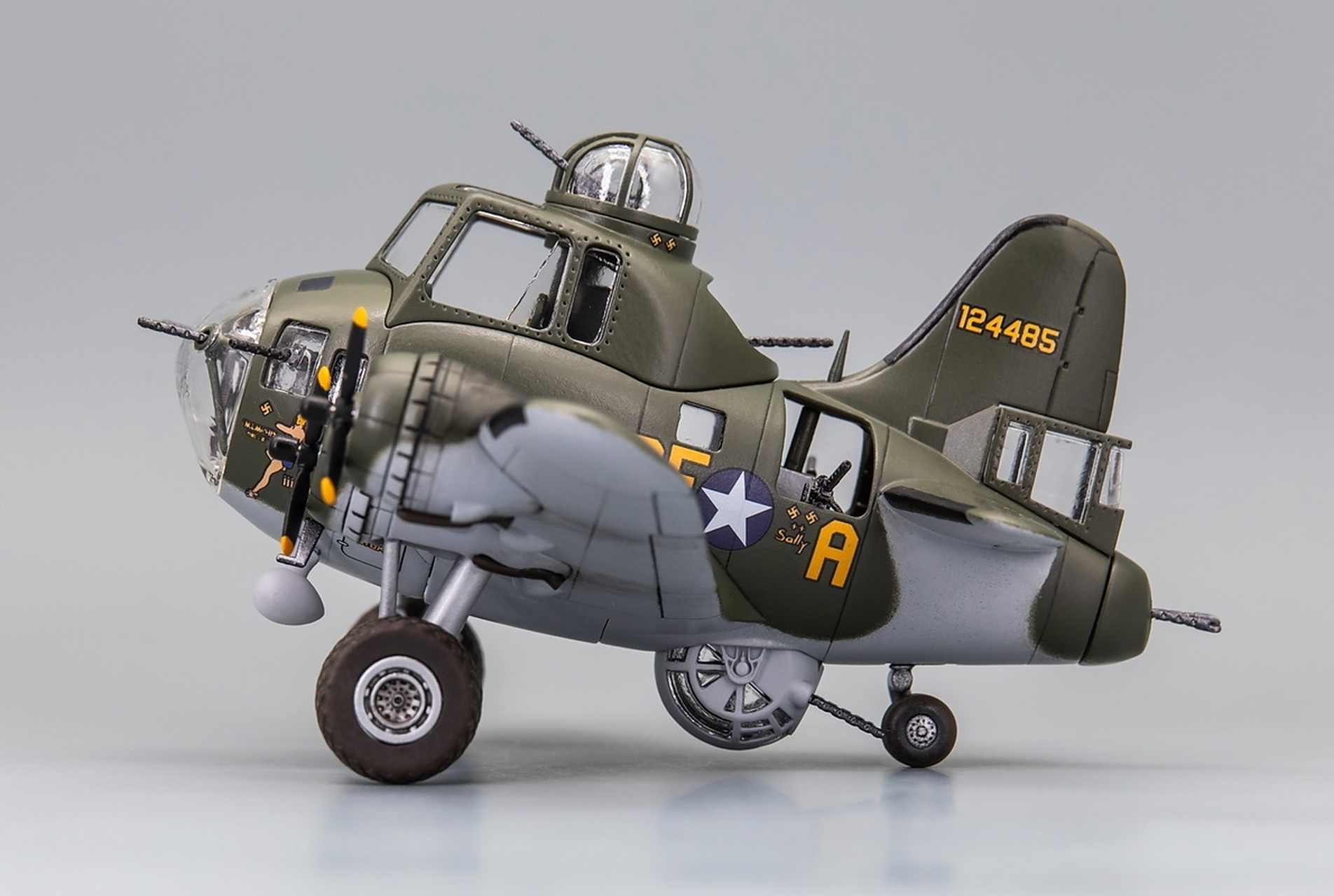 模型欣赏:拓城模型 q版b-17轰炸机,机组成员和专用底座为独立模型