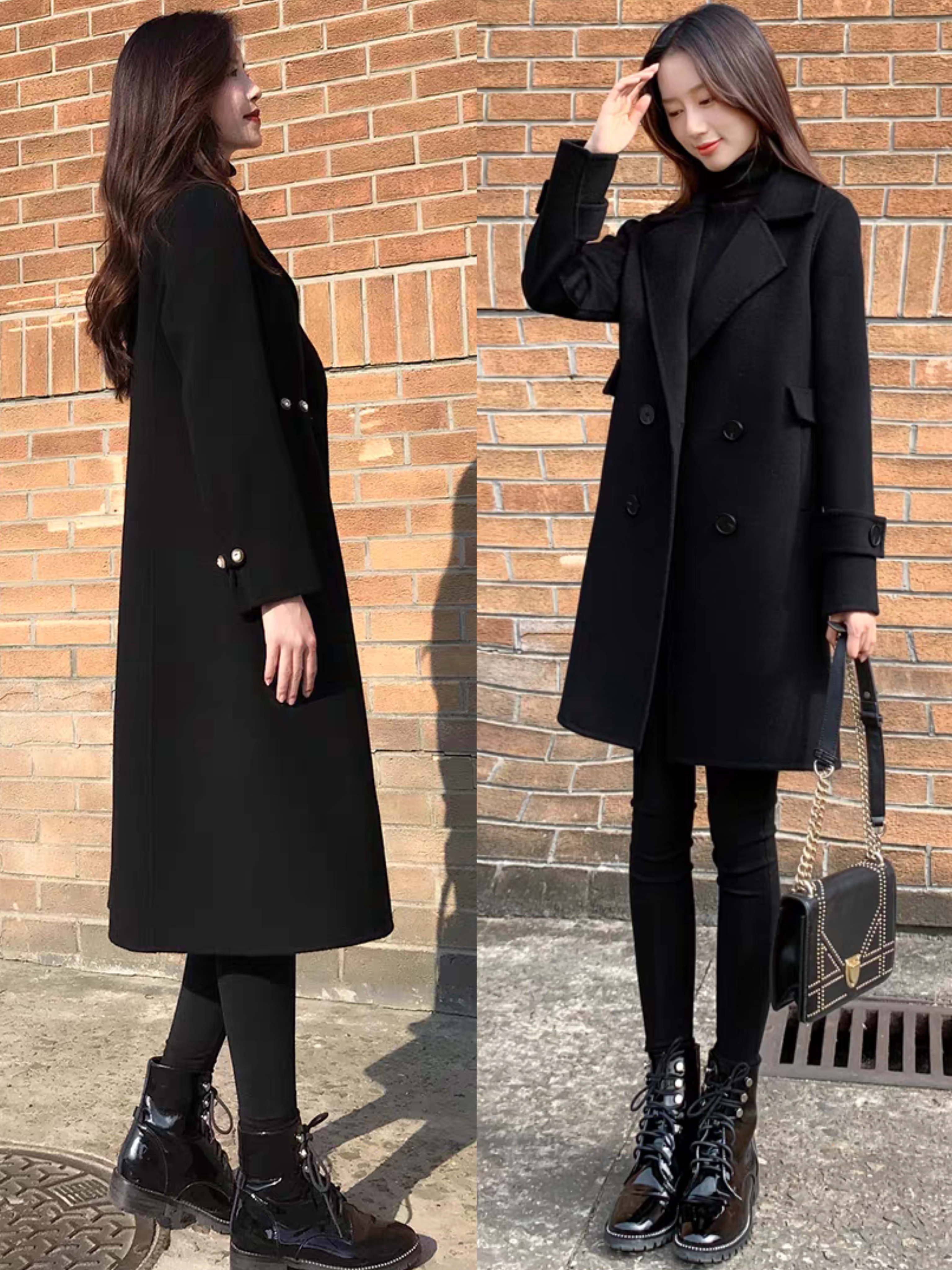 穿衣搭配--冬季女生黑色长款呢子外套有哪些穿搭技巧?