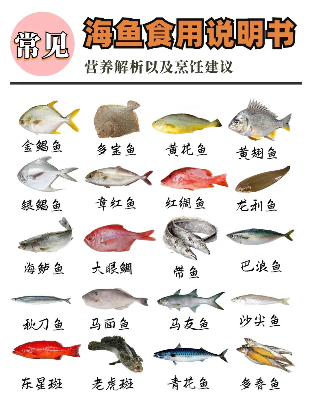 常见不同种类海鱼的营养价值及口感