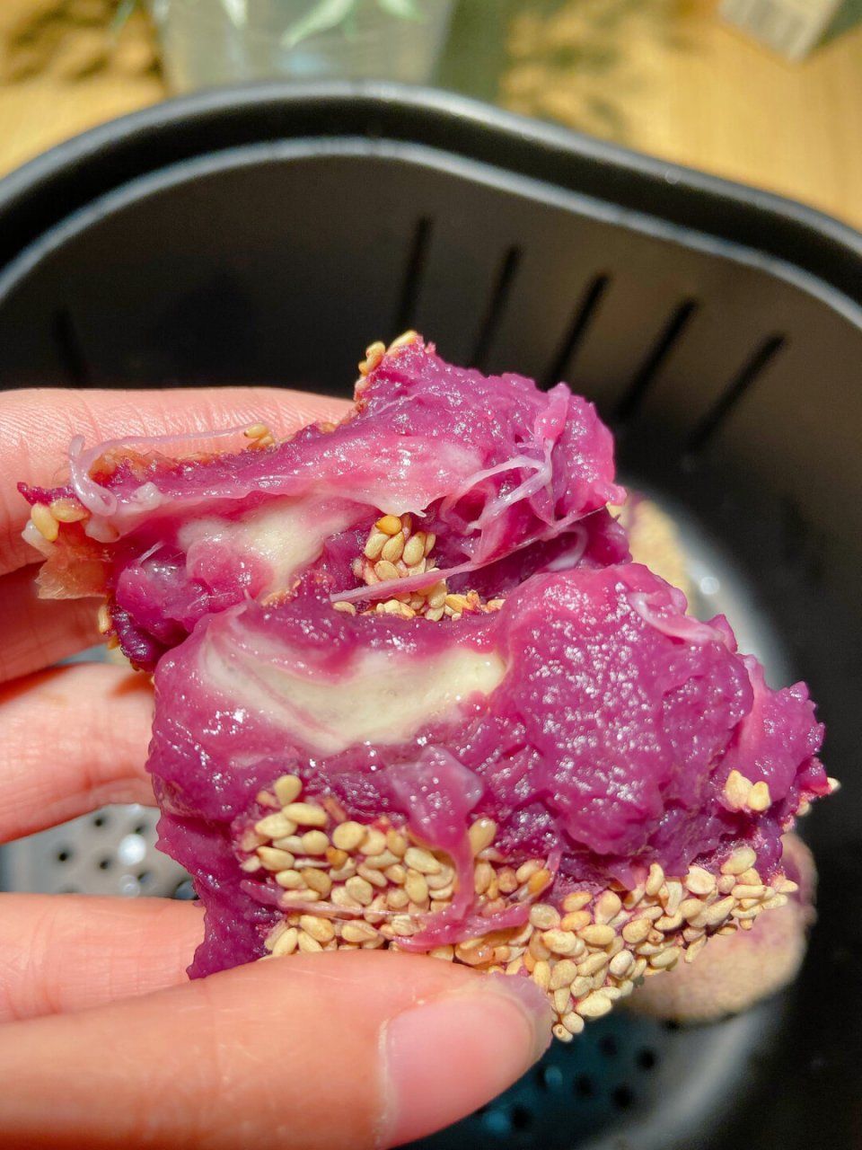 有空气炸锅的都去试试|紫薯芝士球,糯叽叽 糯米粉怎么搭配都好吃,糯