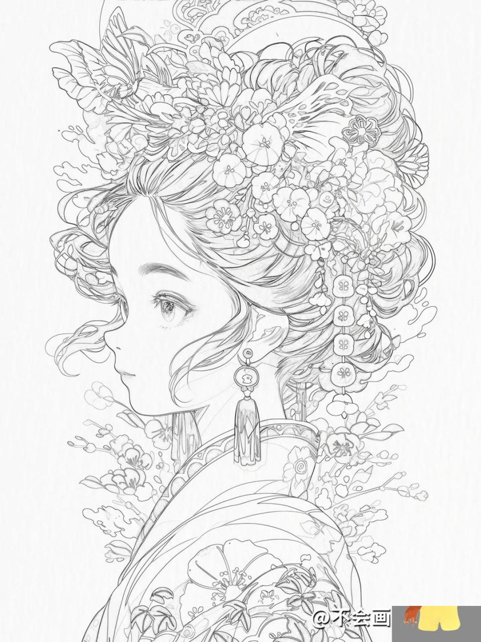 古风插画 🖌️线稿可以帮助初学者培养良好的绘画习惯和观察能力