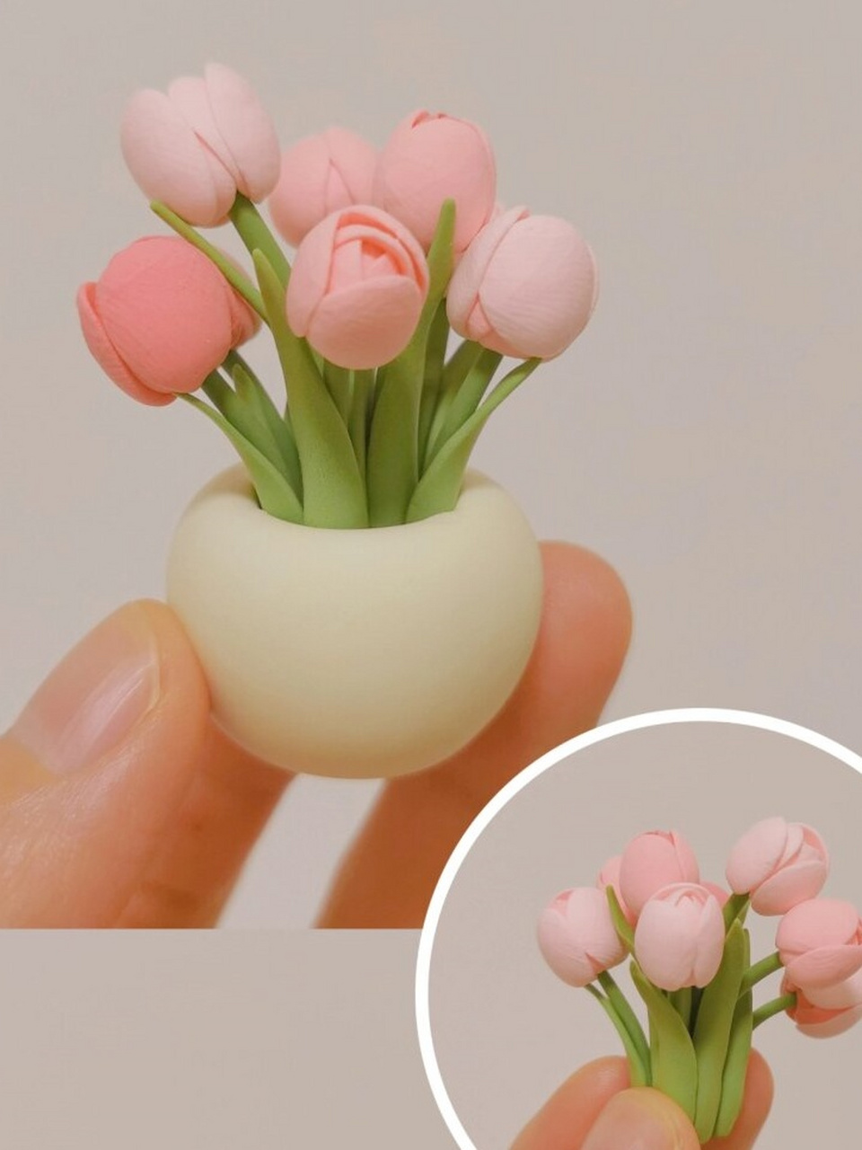 超轻粘土一束温婉小花  94动手巧造粉色渐变粘土花束,一起来get!