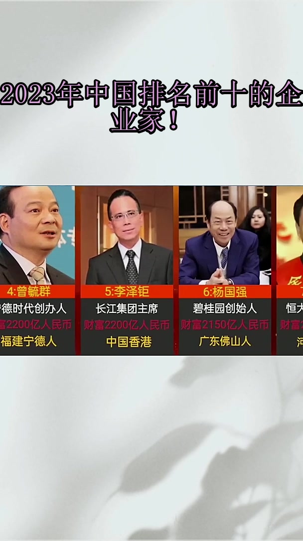 2023年中国排名前十的企业家