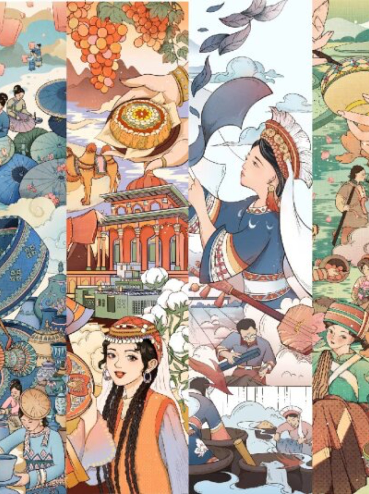 民族系列插画合集|8张~  以少数民族为主题的系列插画 一共8张民族