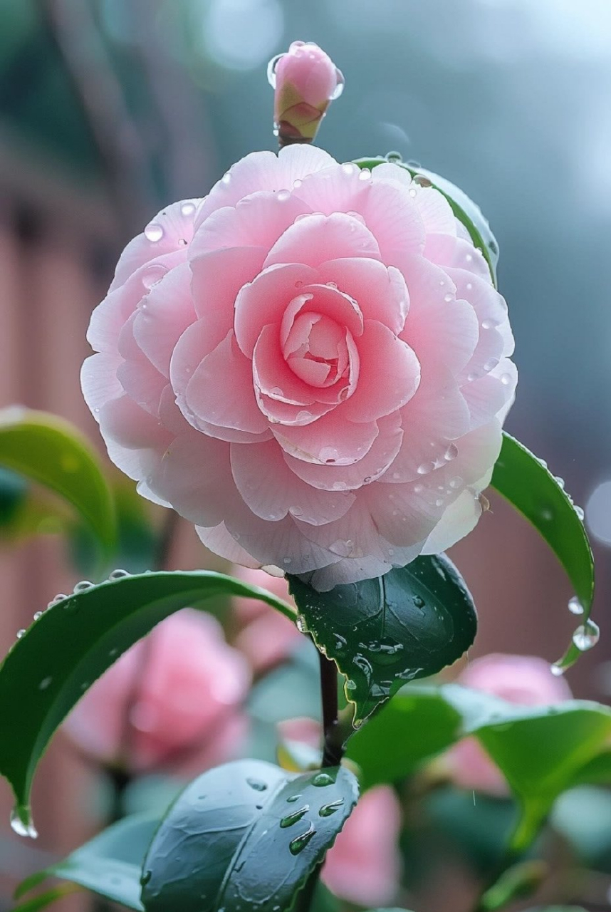 鲲鹏计划# 粉色山茶花|代表深深的感情和无尽的爱意.