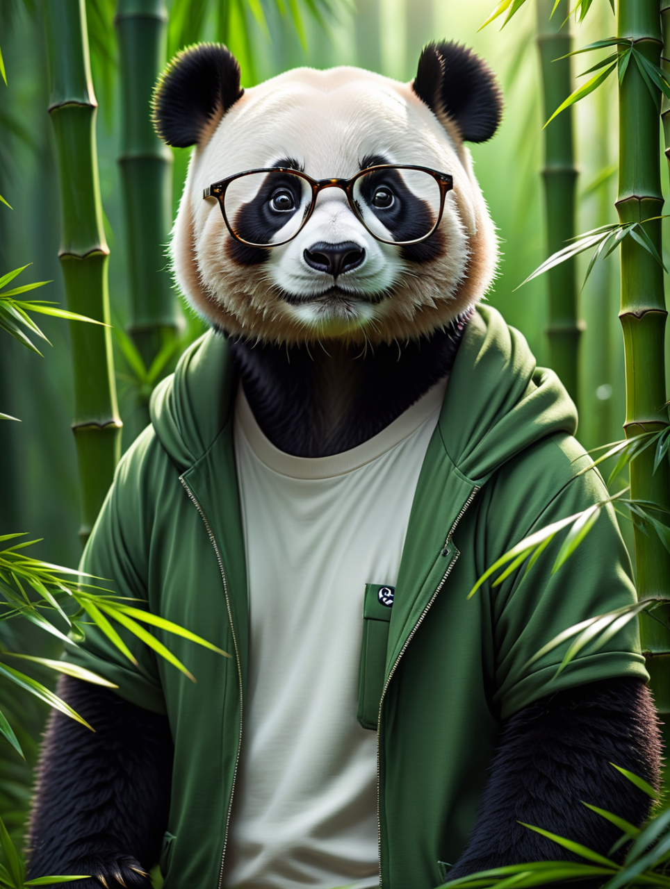 熊猫戴眼镜看着有点别扭[滑稽]