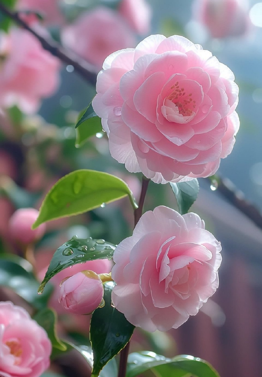 鲲鹏计划# 粉色山茶花|代表深深的感情和无尽的爱意.