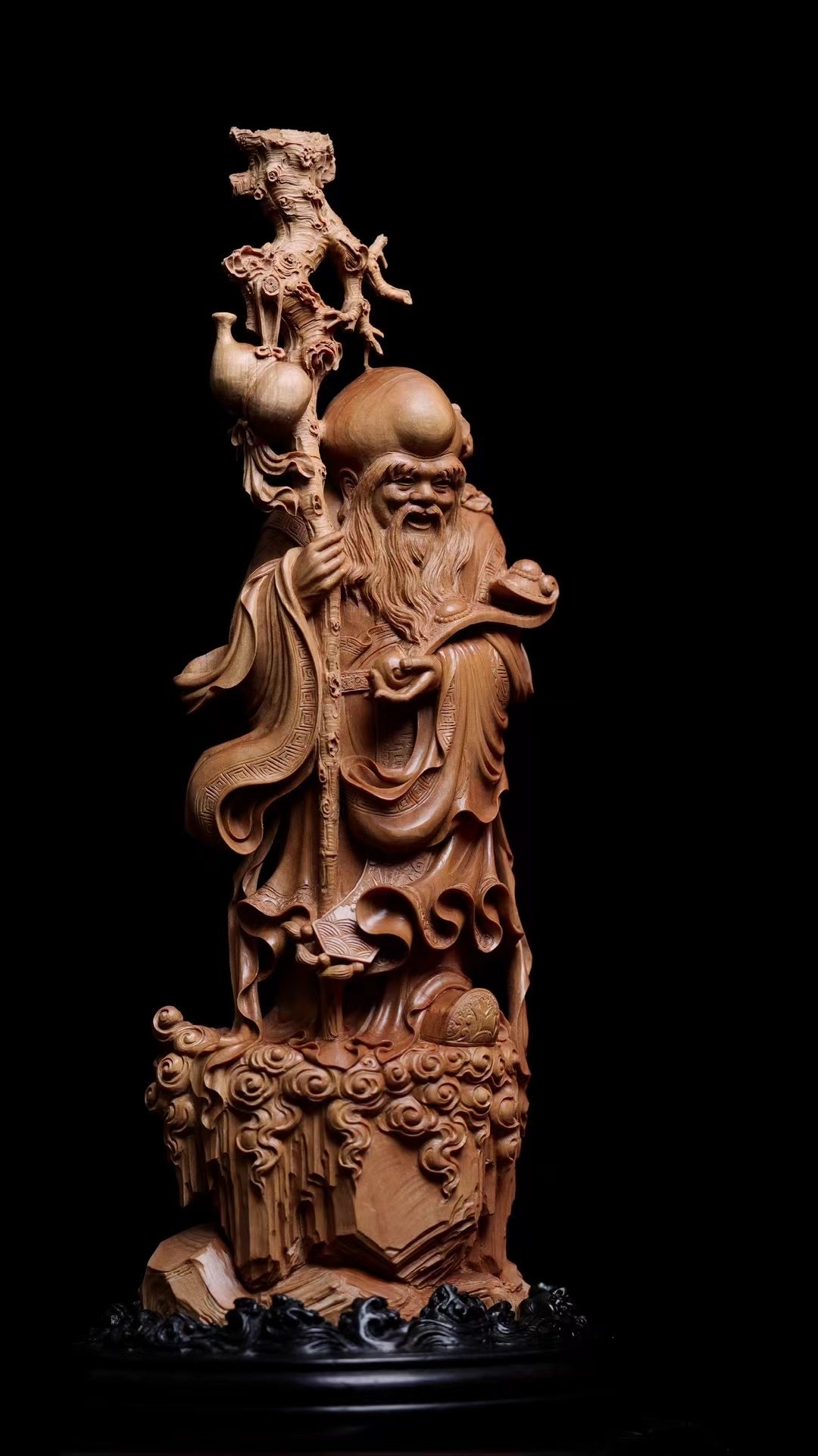 纯手工雕刻老山檀香寿星公