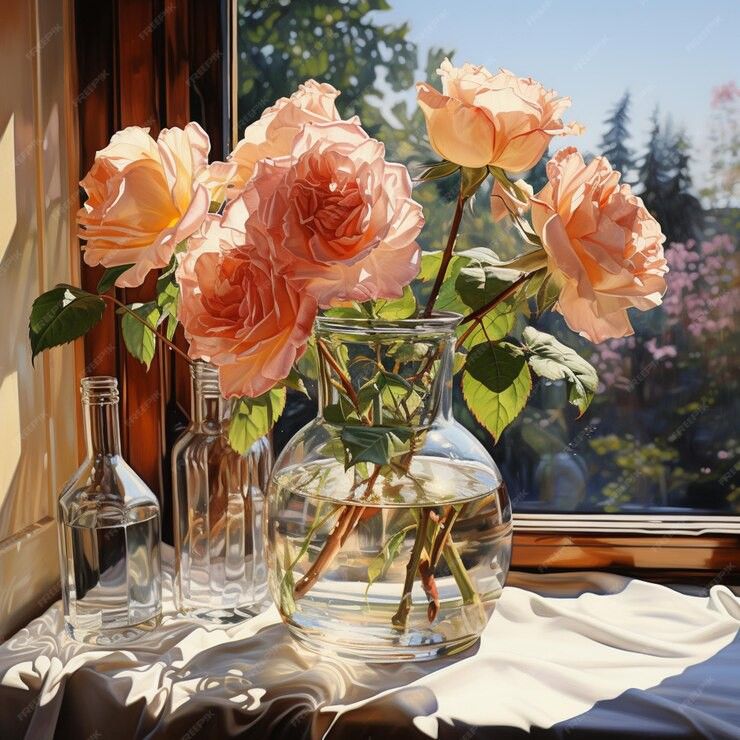 水彩画:阳光下的花束