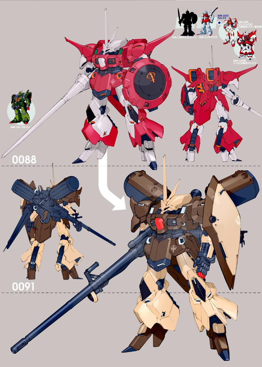 一组《机动战士高达:提坦斯的旗帜下》中的阿克西斯与火星吉翁ms与