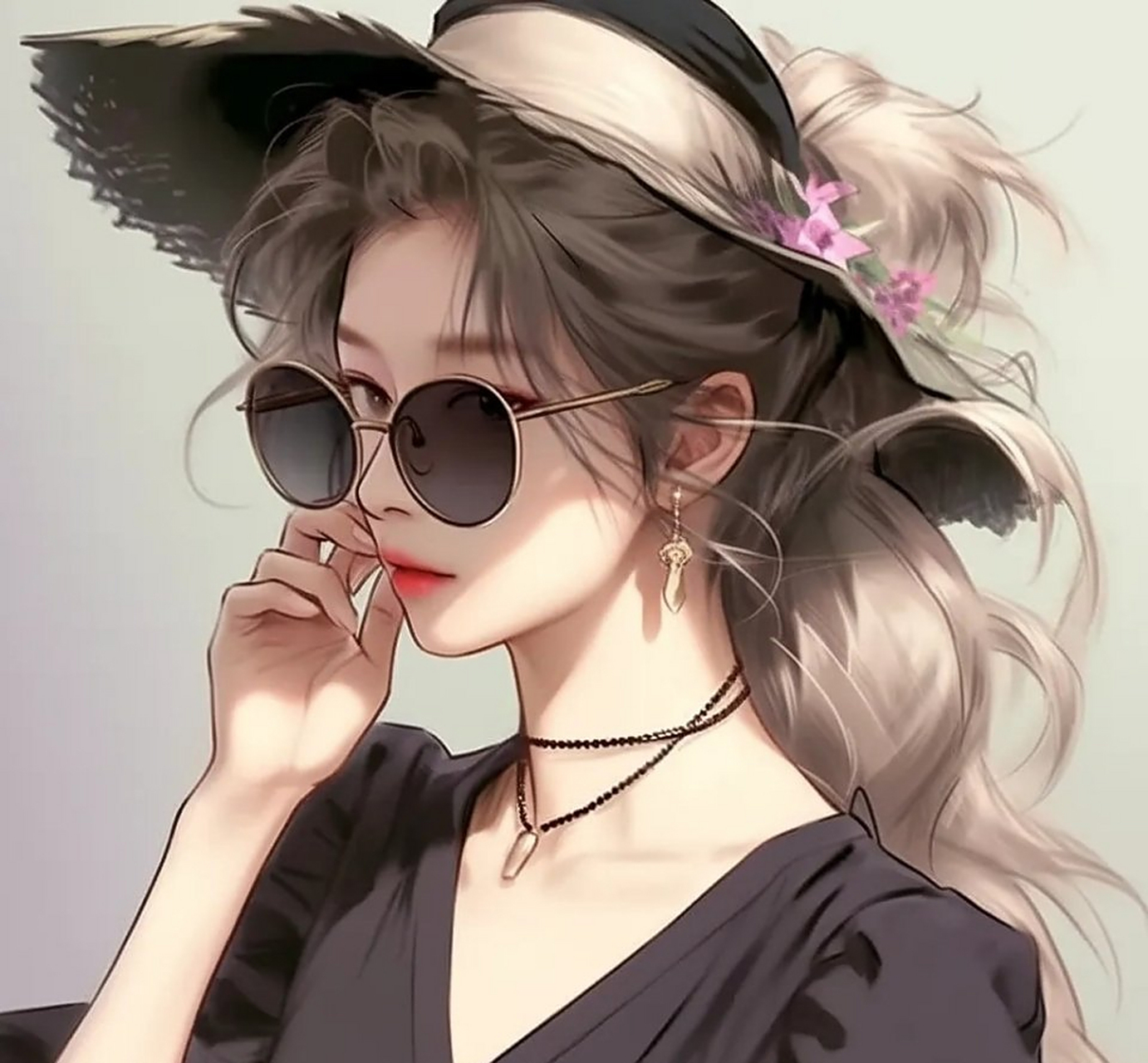 炫酷墨镜女生头像|闺蜜头像