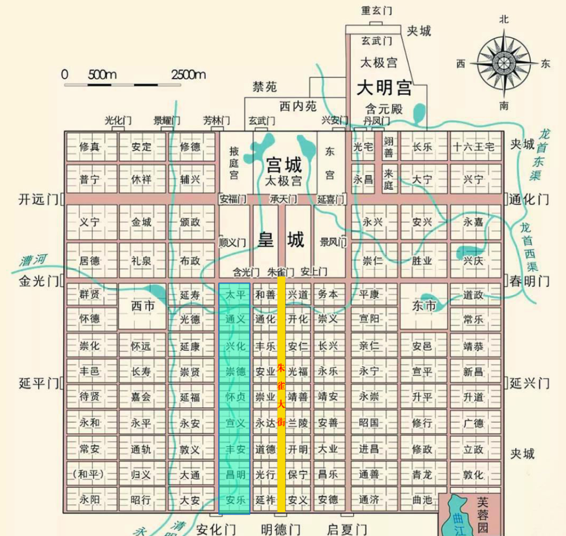 唐朝长安坊市布局图图片