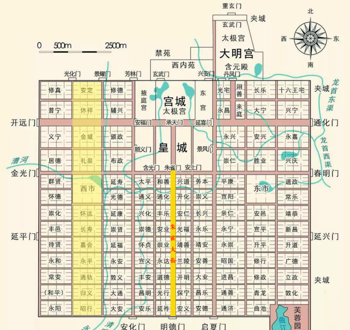 唐朝长安坊市布局图图片