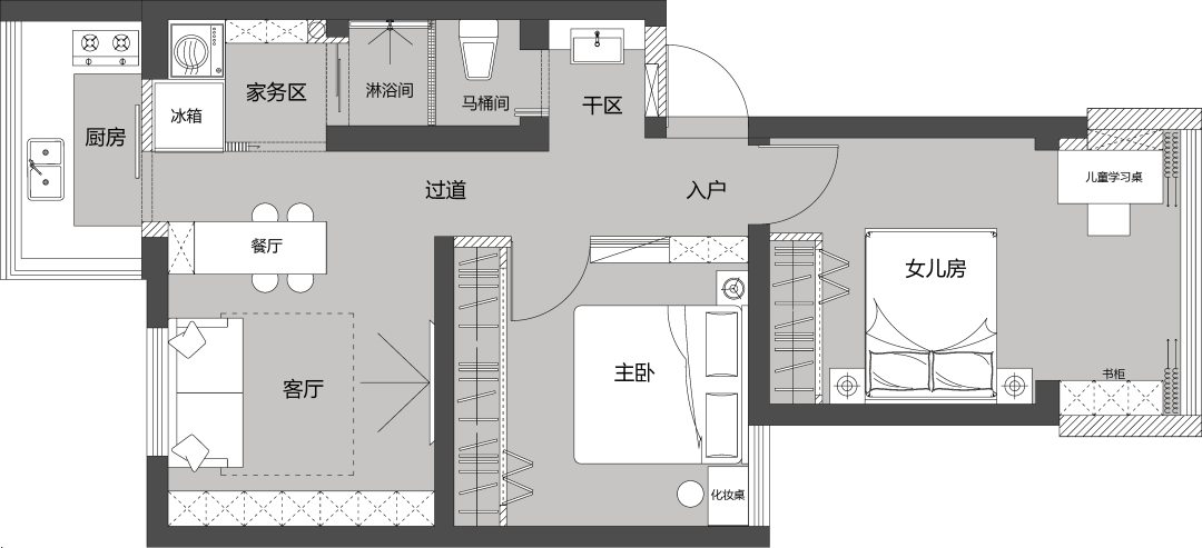 他帶妻女搬回56㎡老破小客廳臥室對調收穫溫暖明亮學區房