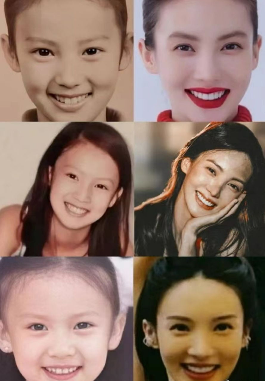 金晨# 金晨与小时候旧照的对比