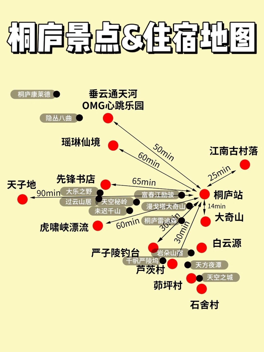 桐庐景点和住宿地图