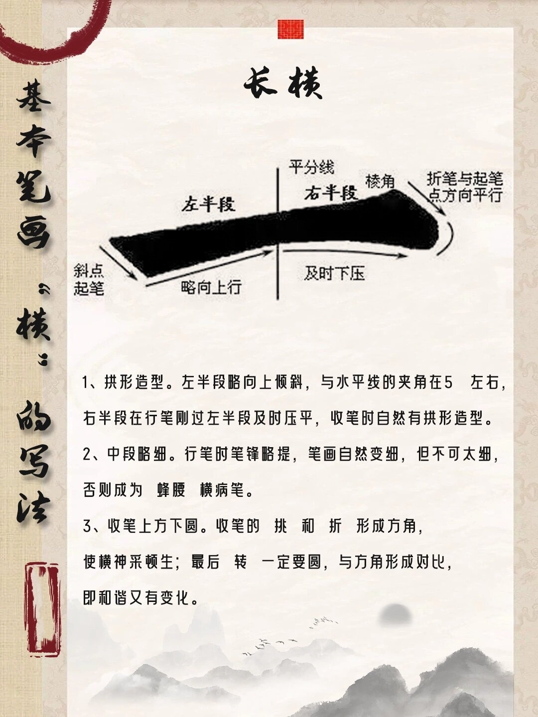 书法练习 毛笔入门基本笔画"横"的写法