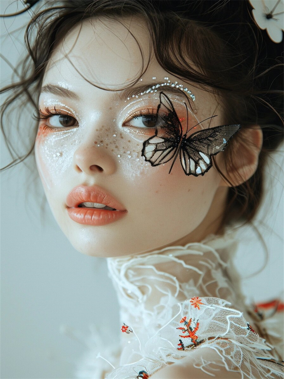 蝴蝶创意妆  96首先,选择一款轻盈的底妆,让肌肤呈现出自然透亮的