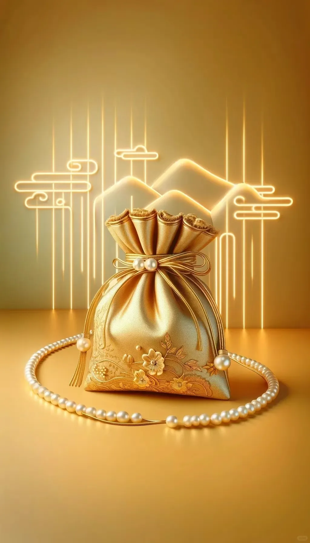 壁纸分享,金色荷包招财,粉色荷包招桃花,我两个都需要