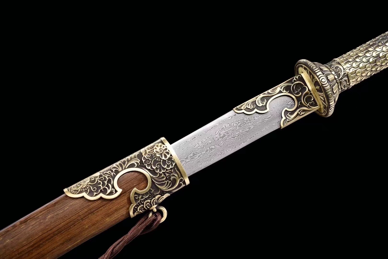 铜装花纹钢丁修苗刀