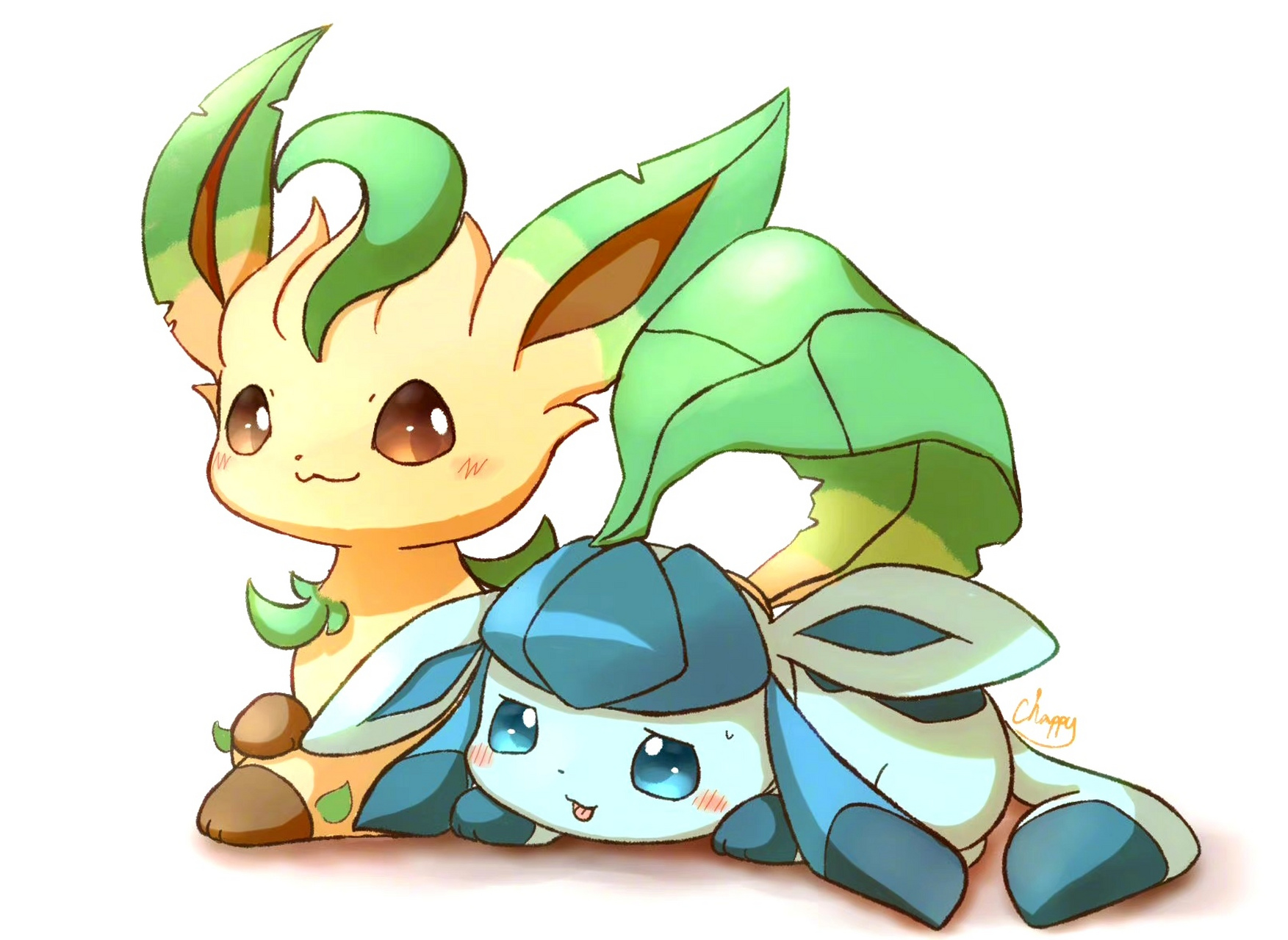chappika38绘制的一组精灵宝可梦同人插画作品,描绘了可爱的伊布家族