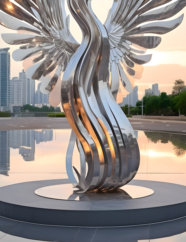 城市广场凤凰雕塑造型,凤凰艺术雕塑太美了