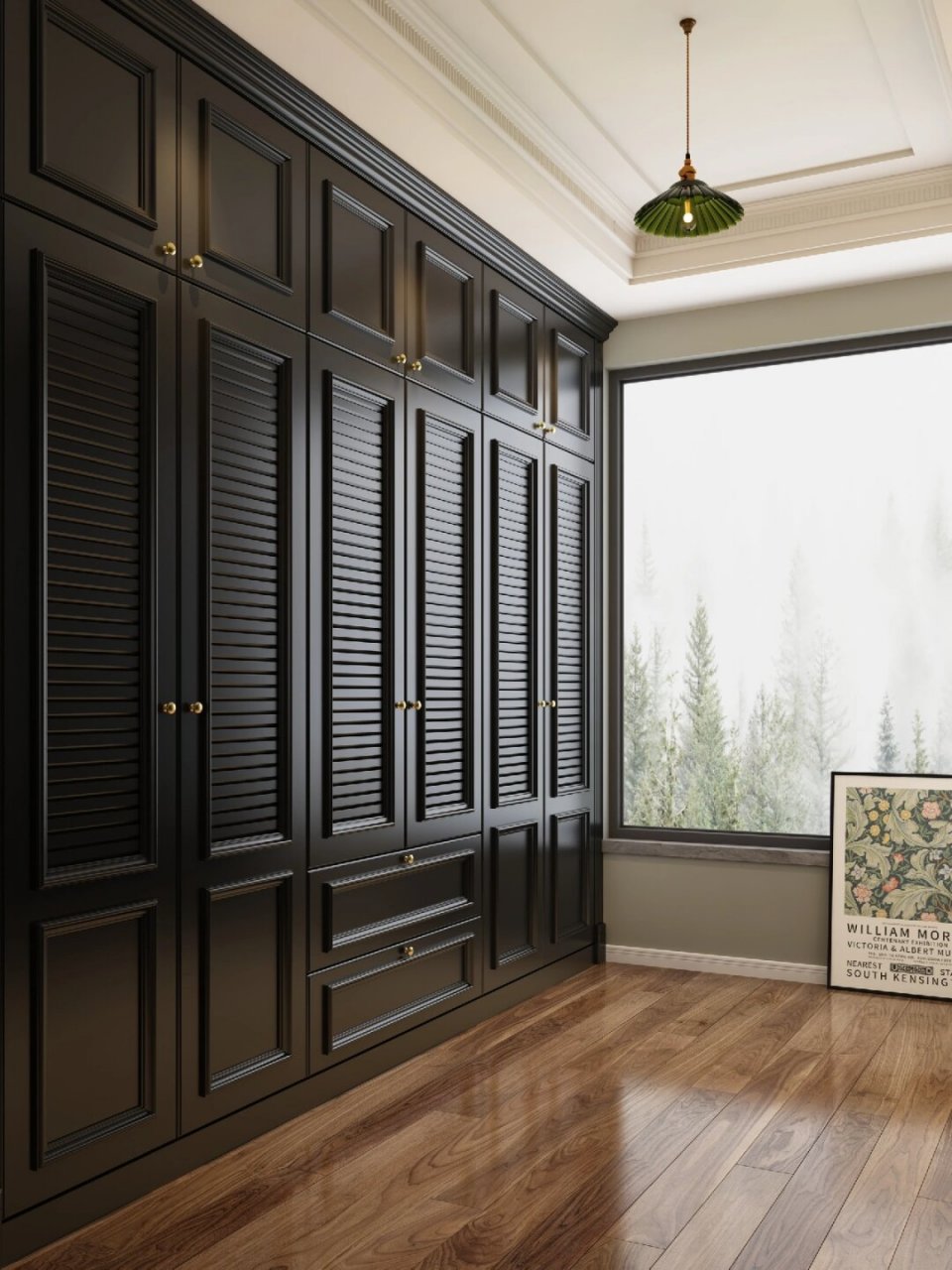 经典黑色美式复古轻奢衣柜!