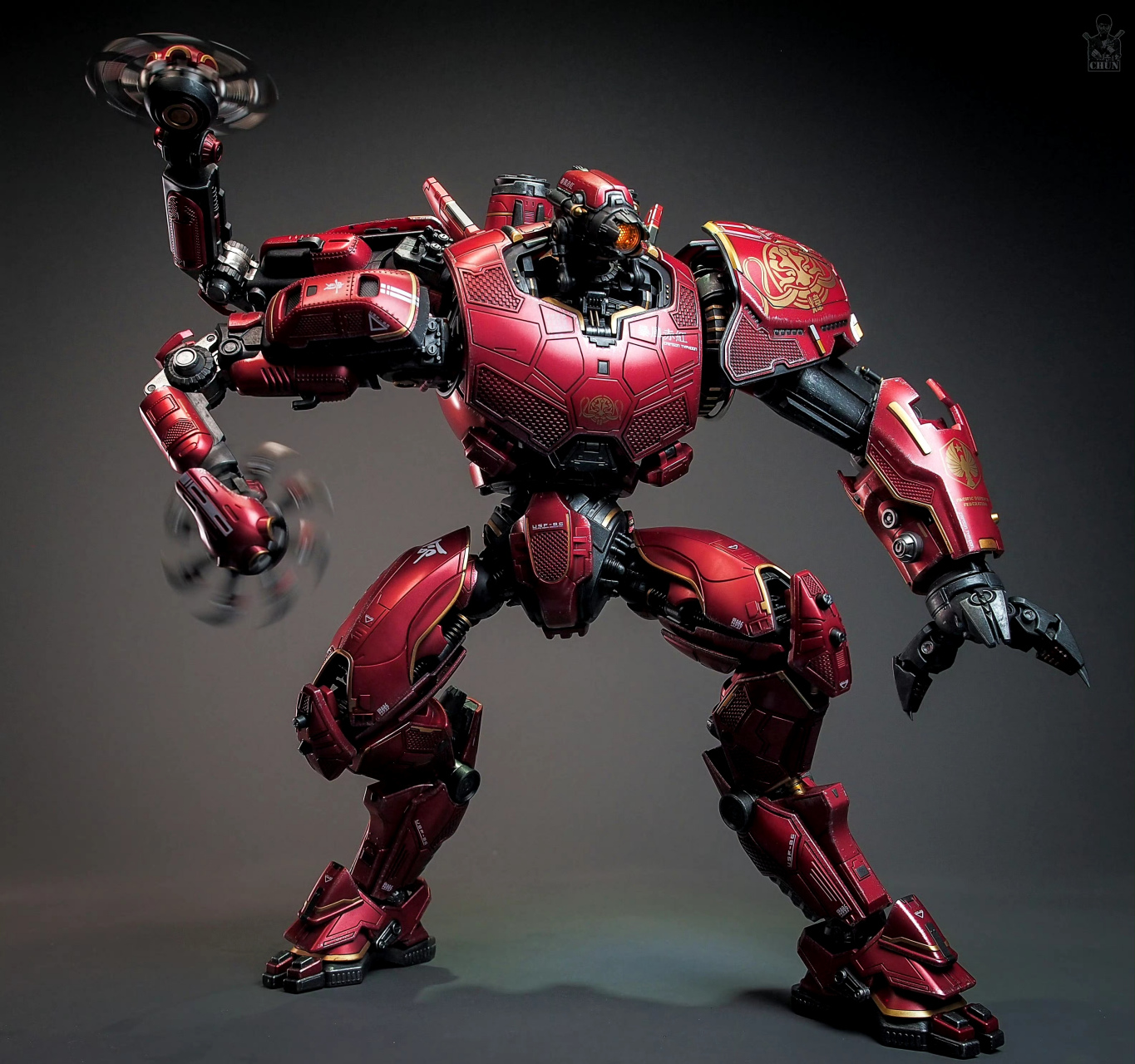 模型欣赏:开天工作室 环太平洋 暴风赤红合金成品机甲,暴风赤红高约