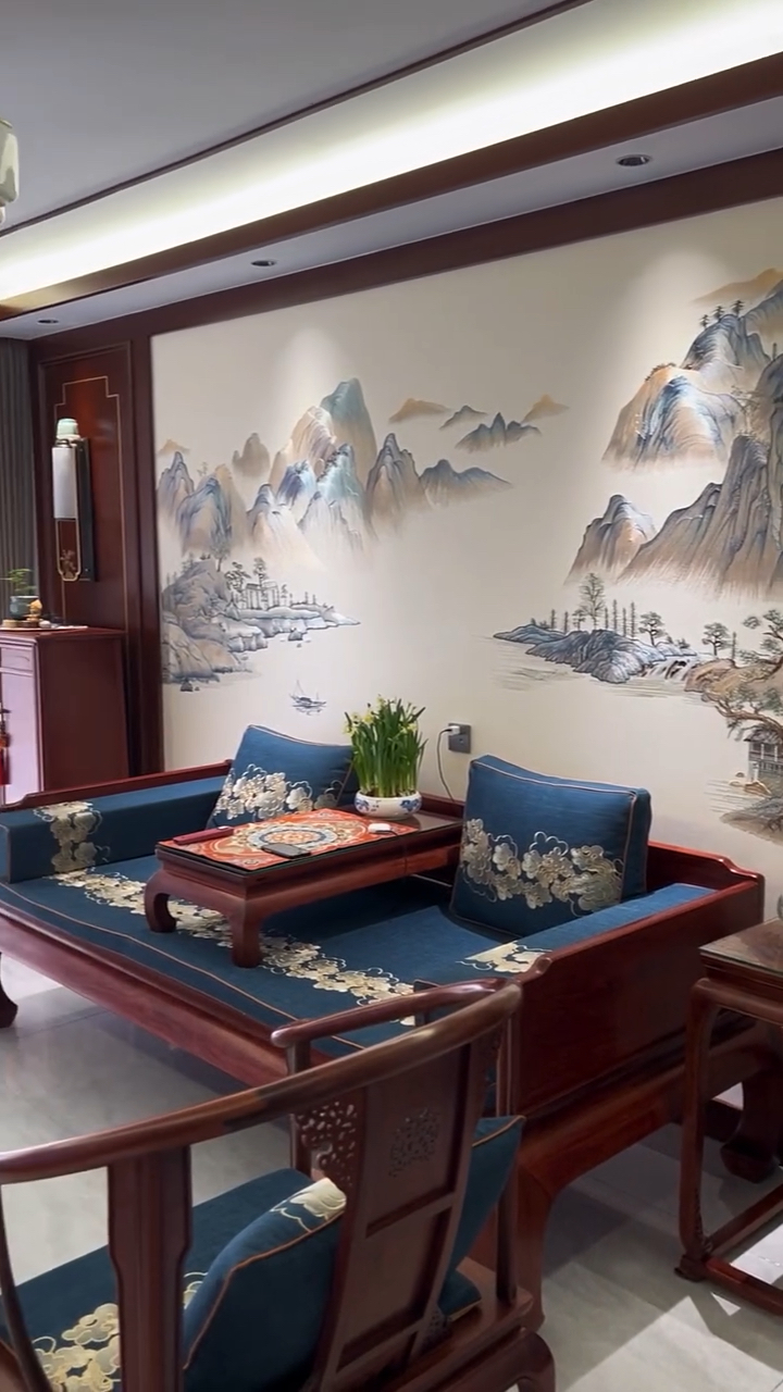 新中式风沙发背景墙