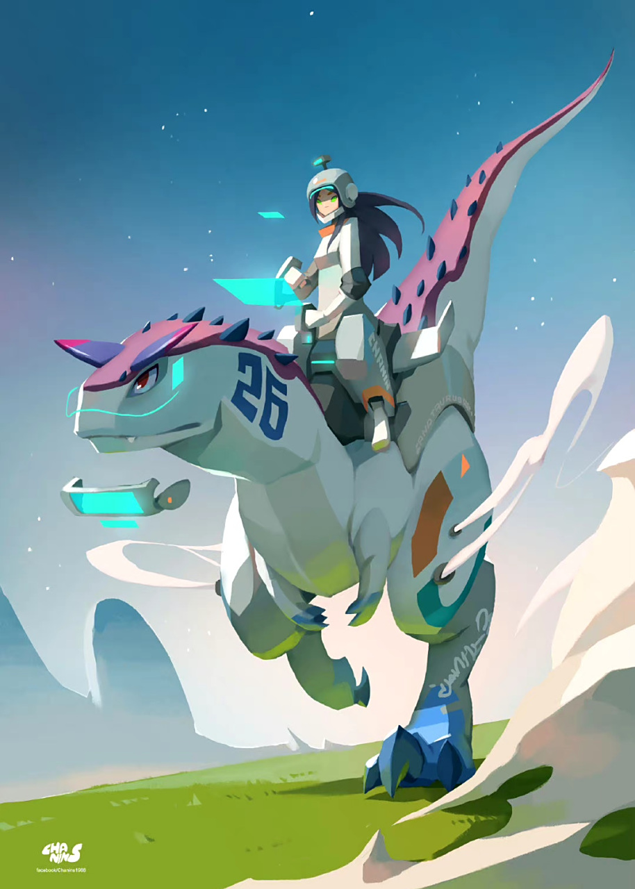 suasungnern动漫角色设计作品欣赏,描绘了复古与科技感并存的人物