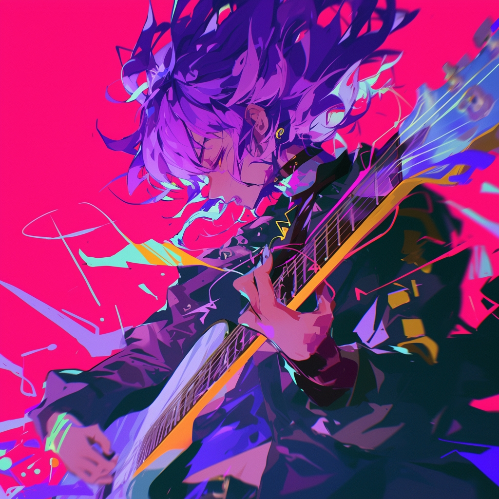 龙年ai画龙第46期作品,紫色风弹吉他头像