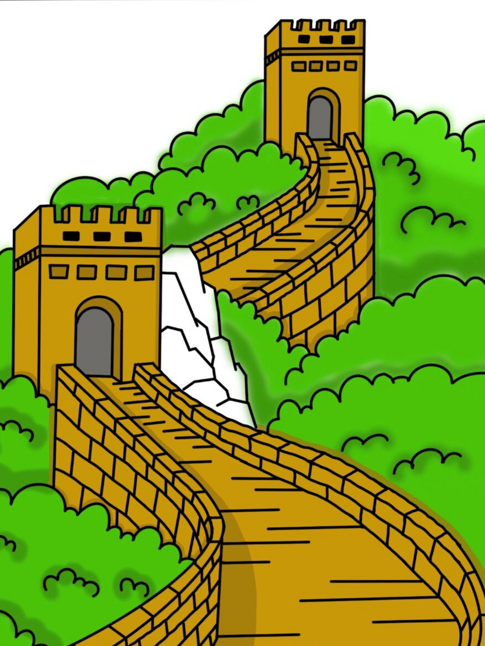 万里长城新手绘画教程 姐妹们和我一起来画简单的万里长城吧.