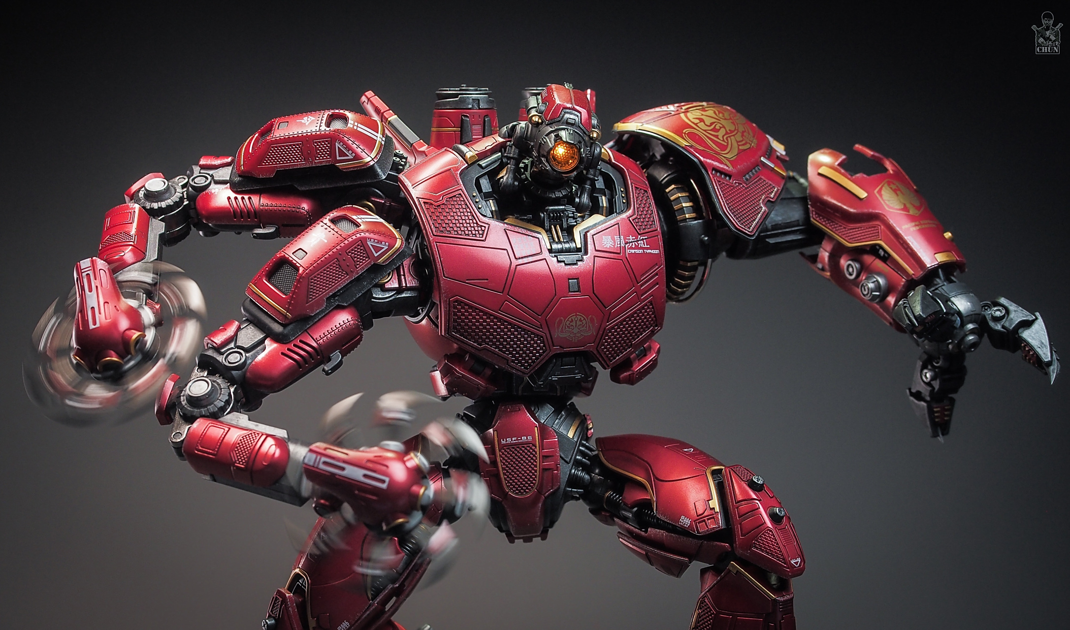 模型欣赏:开天工作室 环太平洋 暴风赤红合金成品机甲,暴风赤红高约