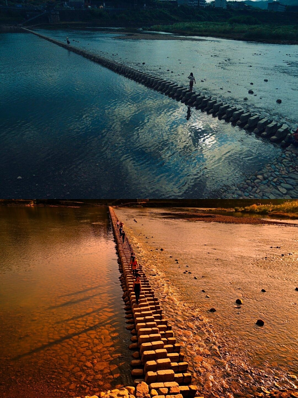 秋天来到世界最长古碇步:泰顺仕水碇步