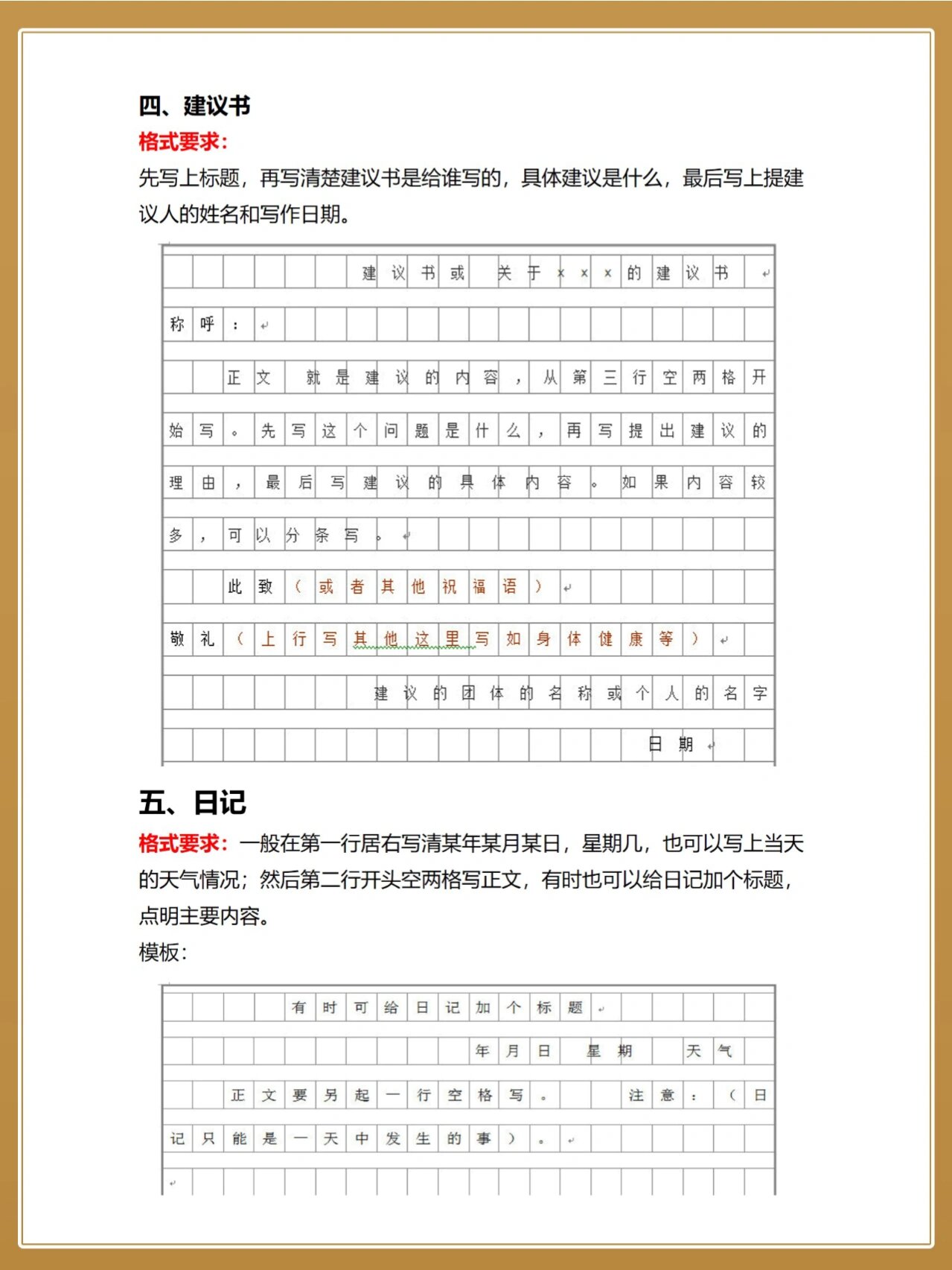 满分范文～小学语文应用文写作模板来了