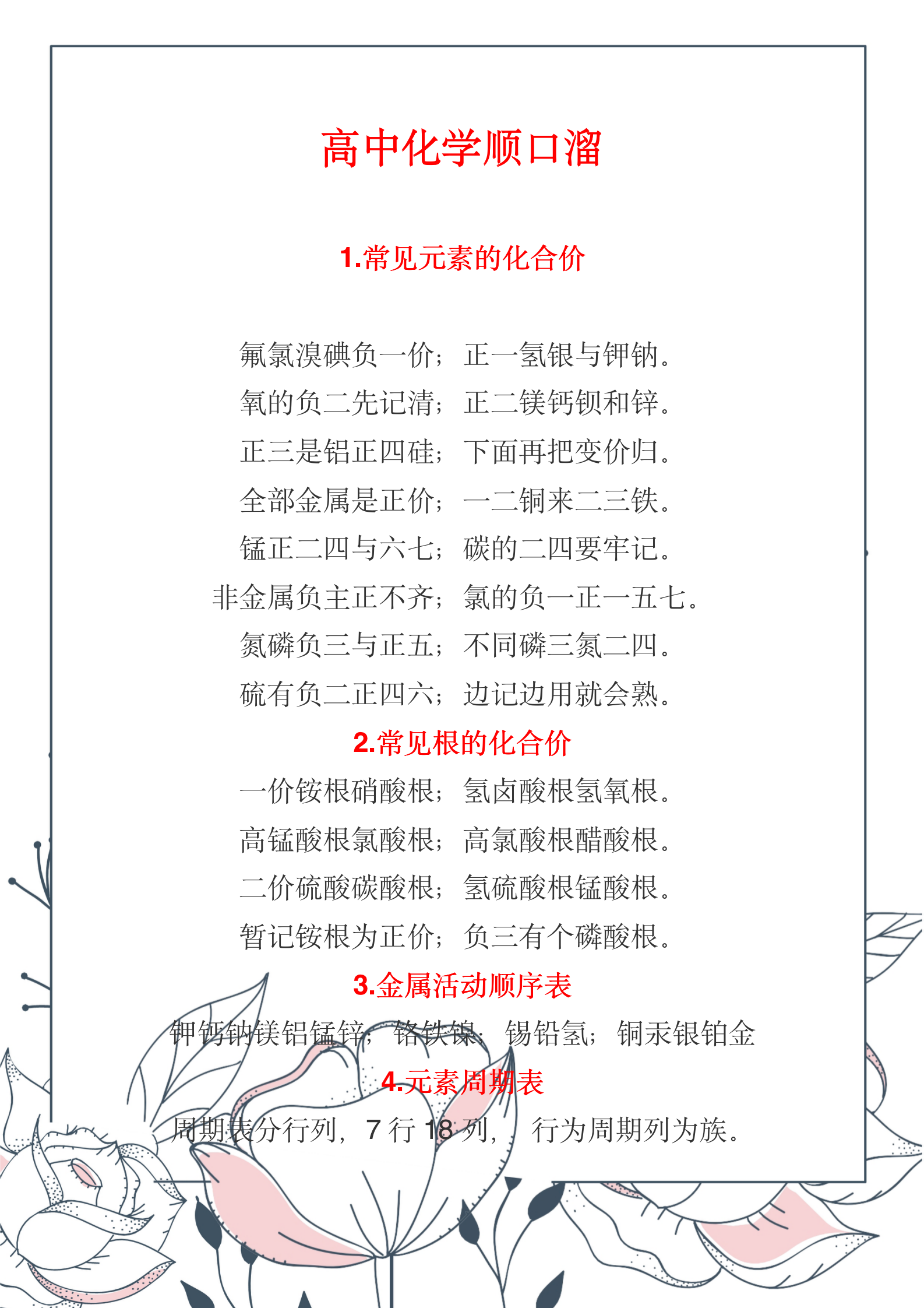 九上化学顺口溜！背完化学稳上90+！的简单介绍