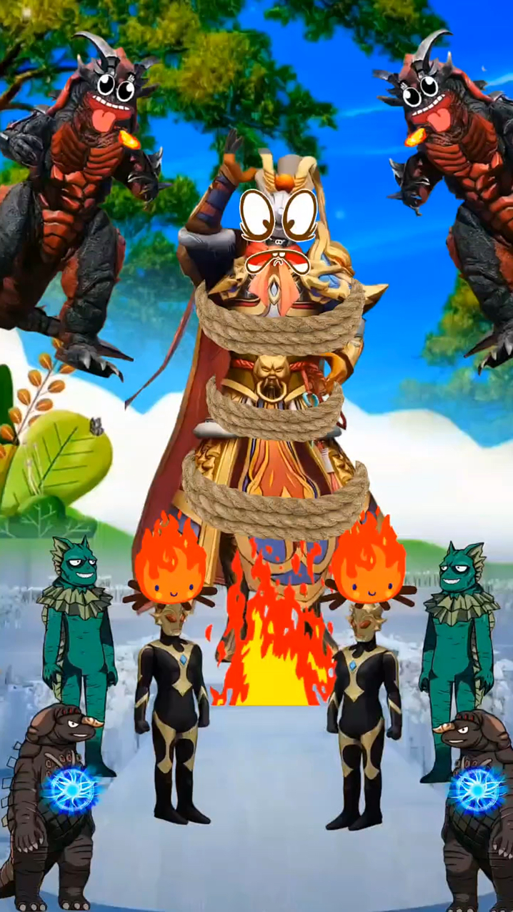 赛罗奥特曼被怪兽喷火烧了