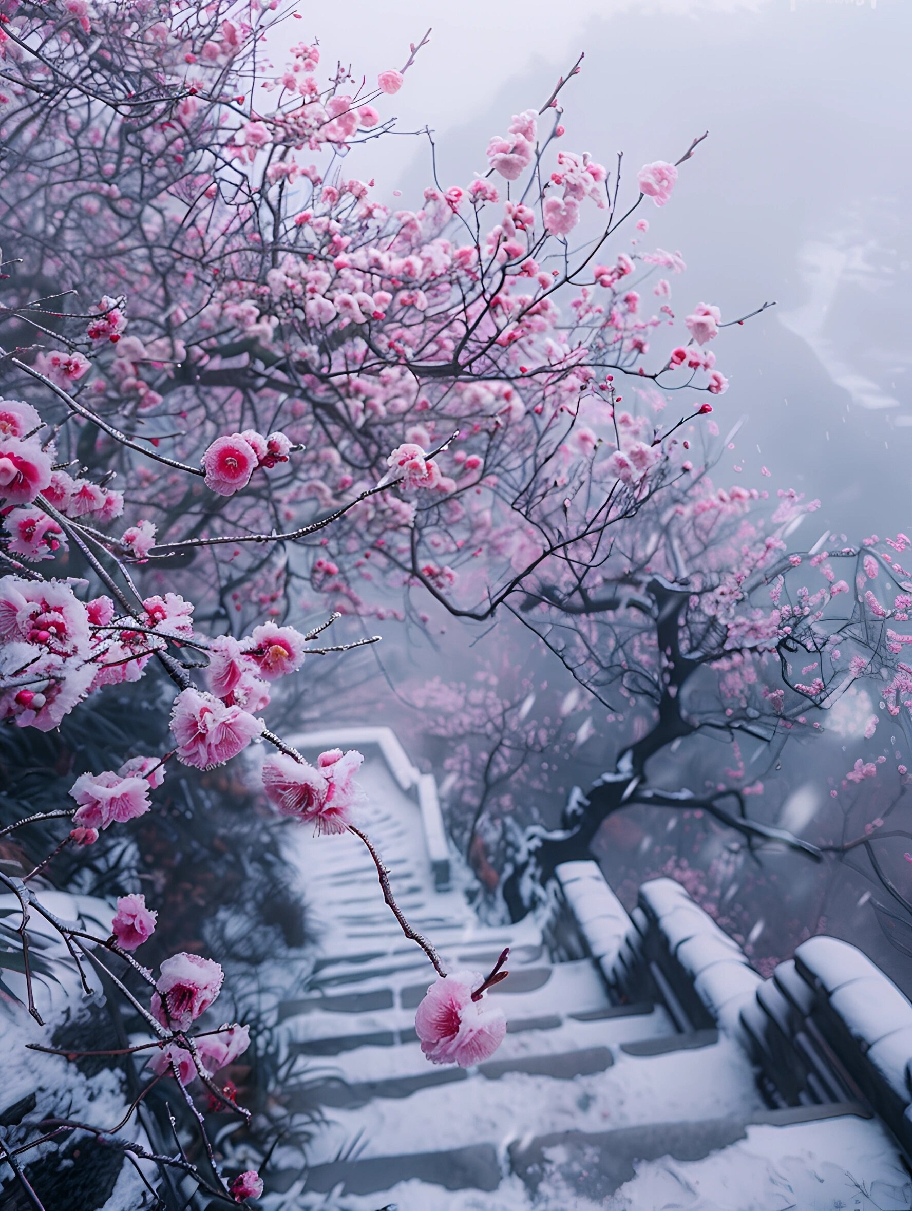 雪落梅花花从容,雪洗梅花花更红