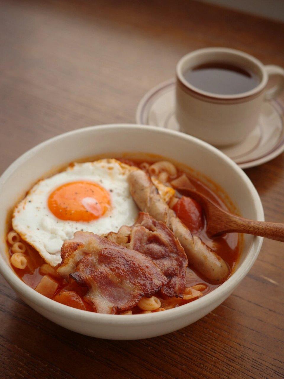 罗宋汤通心粉  今天给自己来一碗热气腾腾的罗宋汤通心粉,满满的都是