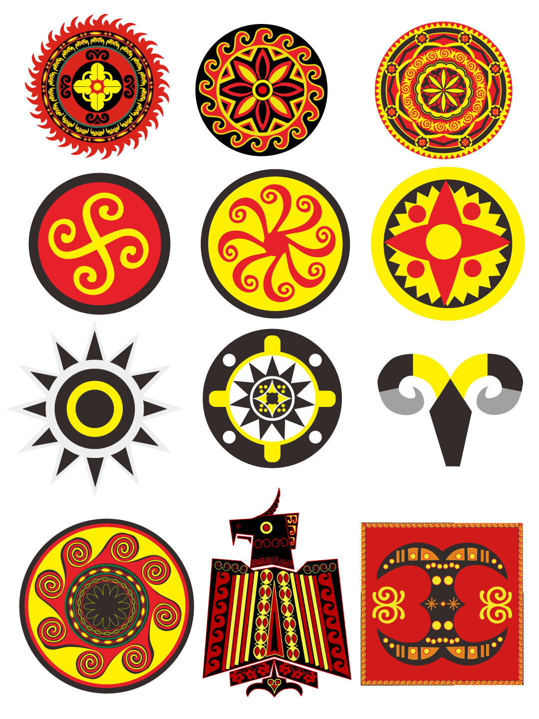 彝族纹样民族传统花纹图案 .@月璇复兴文化的动态