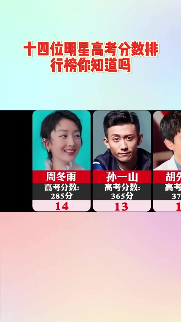 十四位明星高考分数排行榜你知道吗