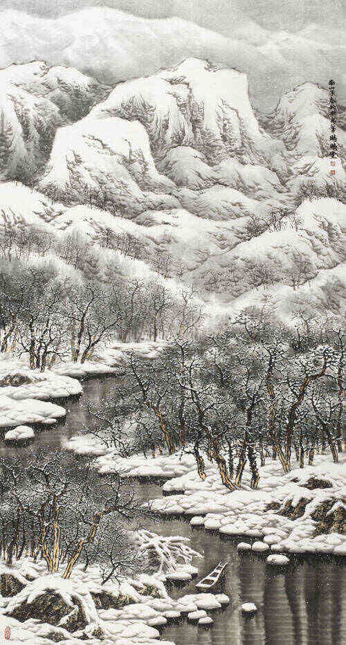 赵春秋百幅雪景山水画的魅力解读